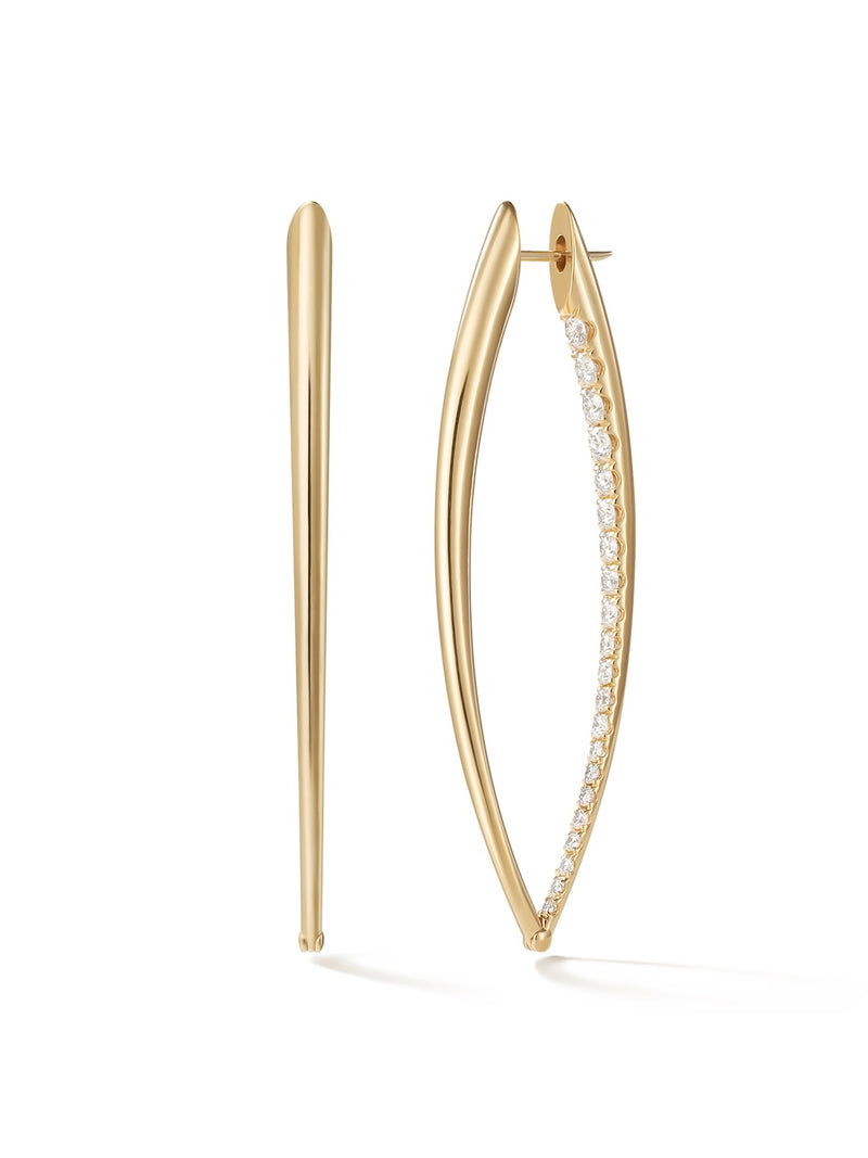 Cristina Earring XL in 18k Yellow Gold with Partial Diamond Setting — Melissa Kaye