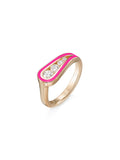 Daphne Pinky Ring in Neon Pink Enamel and 18k Pink Gold with White Diamonds — Melissa Kaye