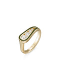 Daphne Pinky Ring in Army Green Enamel and 18k Yellow Gold with White Diamonds — Melissa Kaye