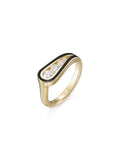 Daphne Pinky Ring in Black Enamel and 18k Yellow Gold with White Diamonds — Melissa Kaye