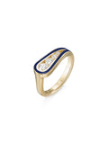 Daphne Pinky Ring in Navy Enamel and 18k Yellow Gold with White Diamonds — Melissa Kaye