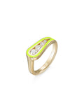 Daphne Pinky Ring in Neon Yellow Enamel and 18k Yellow Gold with White Diamonds — Melissa Kaye