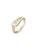 Daphne Pinky Ring in White Enamel and 18k Yellow Gold with White Diamonds — Melissa Kaye