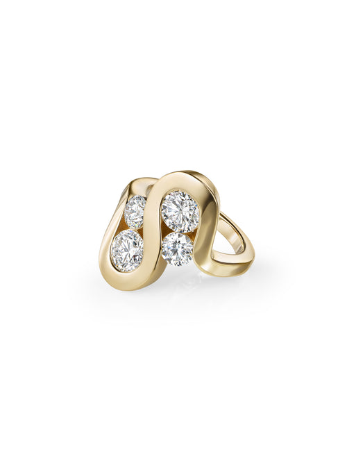 Daphne Wave Ring in 18k Yellow Gold with White Diamonds — Melissa Kaye