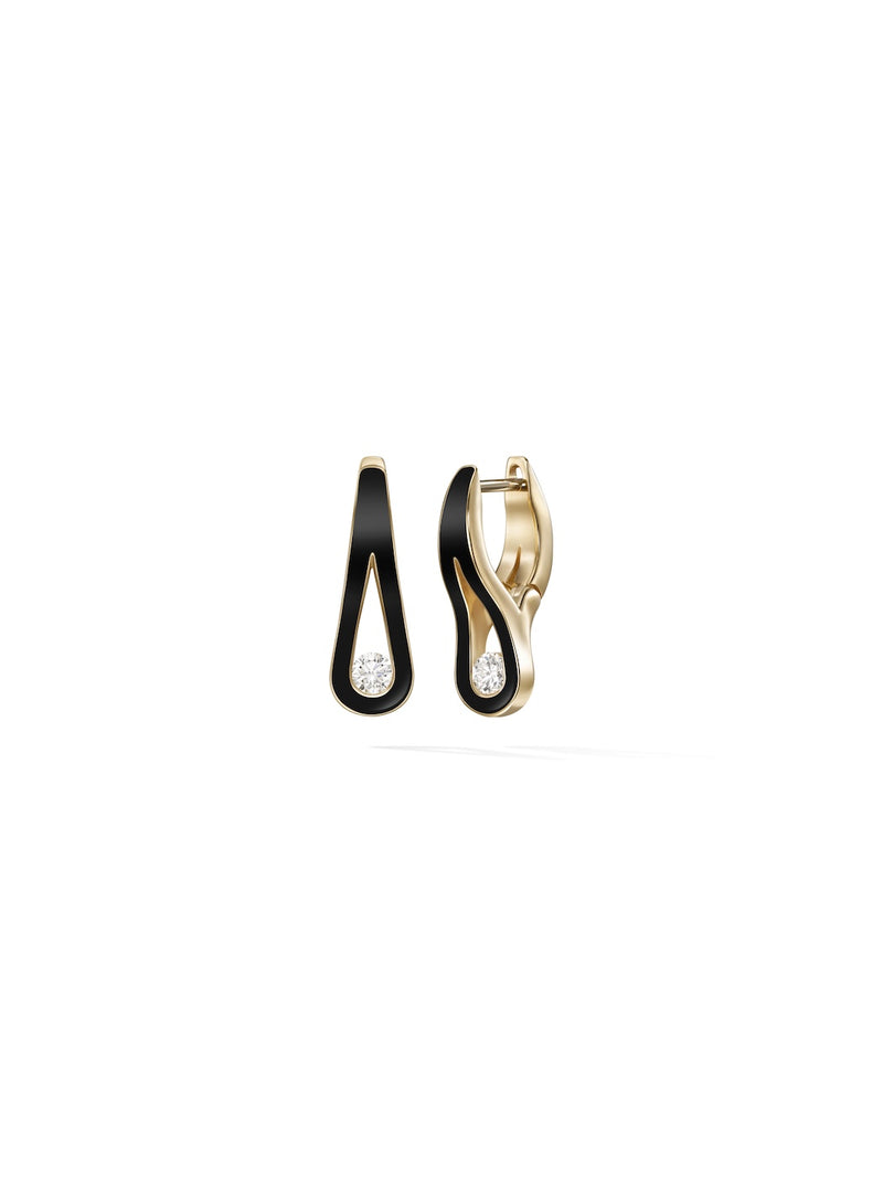 Daphne Earring Small in Black Enamel and 18k Yellow Gold with White Diamonds — Melissa Kaye