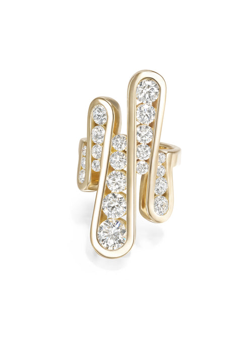 Daphne Joy Ring Large in 18k Yellow Gold with White Diamonds — Melissa Kaye