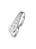 Daphne Joy Two-Finger Ring in 18k White Gold with White Diamonds — Melissa Kaye