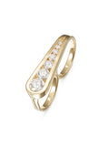 Daphne Joy Two-Finger Ring in 18k Yellow Gold with White Diamonds — Melissa Kaye