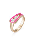 Daphne Ring in Neon Pink Enamel and 18k Pink Gold with White Diamonds — Melissa Kaye