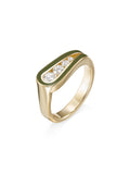 Daphne Ring in Army Green Enamel and 18k Yellow Gold with White Diamonds — Melissa Kaye