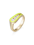 Daphne Ring in Neon Yellow Enamel and 18k Yellow Gold with White Diamonds — Melissa Kaye
