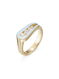 Daphne Ring in Pastel Blue Enamel and 18k Yellow Gold with White Diamonds — Melissa Kaye
