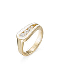 Daphne Ring in White Enamel and 18k Yellow Gold with White Diamonds — Melissa Kaye