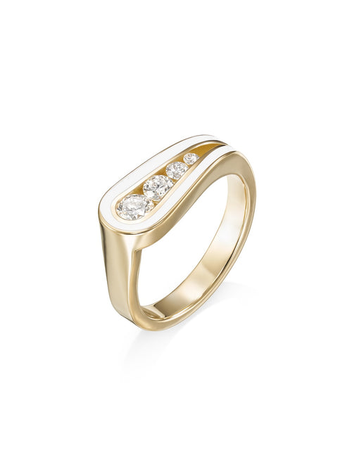 Daphne Ring in White Enamel and 18k Yellow Gold with White Diamonds — Melissa Kaye