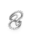  Hannah Ring Large in 18k Blackened Gold with White Diamonds — Melissa Kaye
