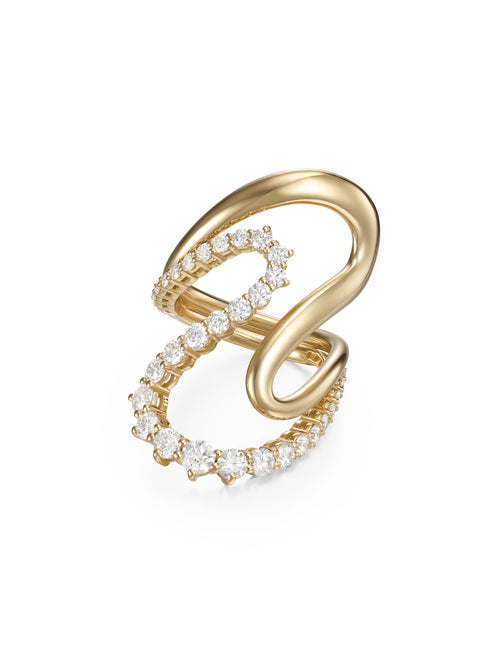 Hannah Ring Large in 18k Yellow Gold with White Diamonds — Melissa Kaye