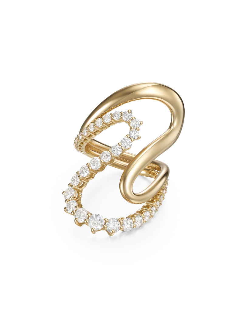 Hannah Ring Large in 18k Yellow Gold with White Diamonds — Melissa Kaye