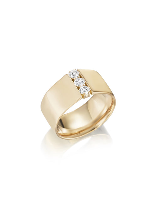 Honey Cigar Band in 18k Yellow Gold with White Diamonds — Melissa Kaye