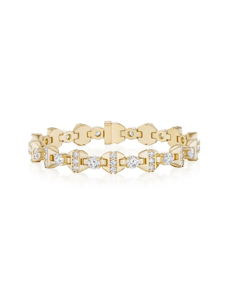 Honey Fancy Link Bracelet in 18k Yellow Gold with White Diamonds — Melissa Kaye