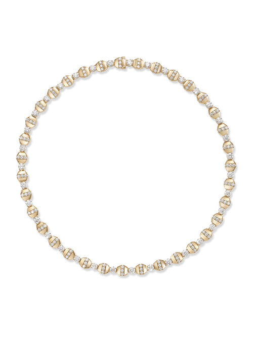 Honey Fancy Link Necklace in 18k Yellow Gold with White Diamonds — Melissa Kaye