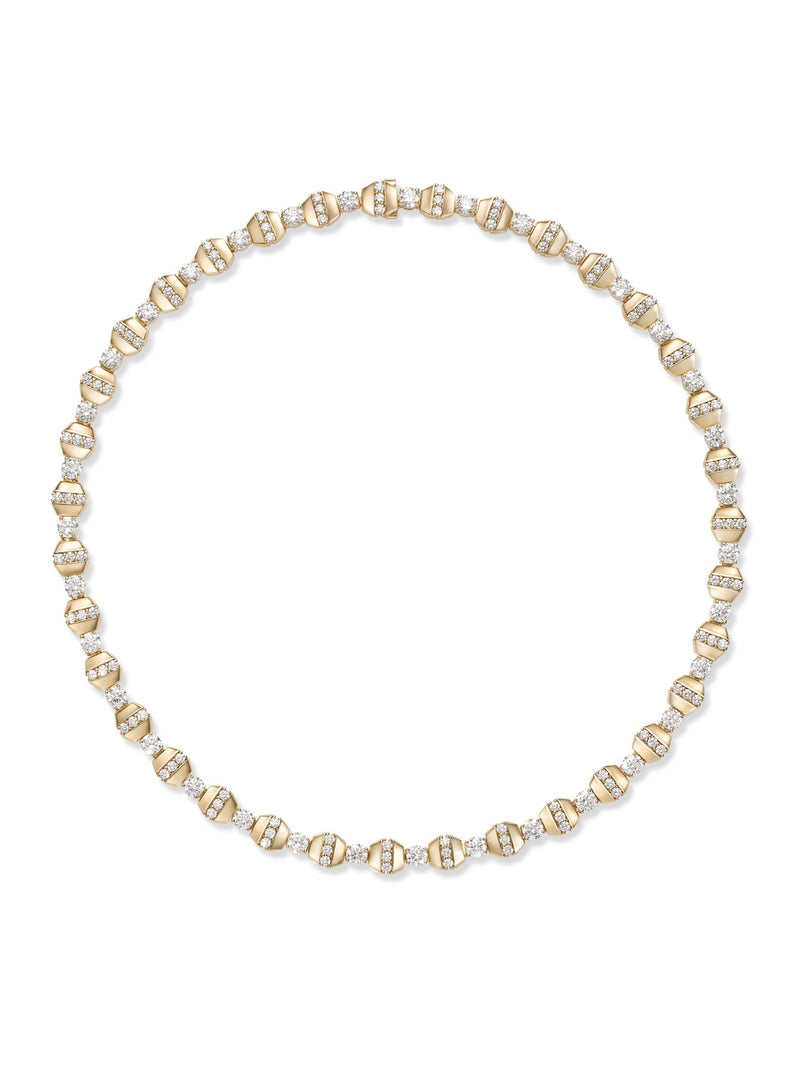 Honey Fancy Link Necklace in 18k Yellow Gold with White Diamonds — Melissa Kaye