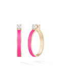 Honey Hoop Medium in Neon Pink Enamel and 18k Pink Gold with White Diamonds — Melissa Kaye