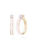 Honey Hoop Medium in Pastel Pink Enamel and 18k Pink Gold with White Diamonds — Melissa Kaye