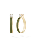 Honey Hoop Medium in Army Green Enamel and 18k Yellow Gold with White Diamonds — Melissa Kaye