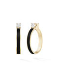 Honey Hoop Medium in Black Enamel and 18k Yellow Gold with White Diamonds — Melissa Kaye