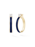 Honey Hoop Medium in Navy Enamel and 18k Yellow Gold with White Diamonds — Melissa Kaye