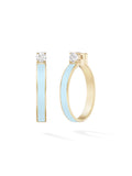 Honey Hoop Medium in Pastel Blue Enamel and 18k Yellow Gold with White Diamonds — Melissa Kaye