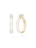 Honey Hoop Medium in White Enamel and 18k Yellow Gold with White Diamonds — Melissa Kaye