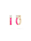 Honey Hoop Small in Neon Pink Enamel and 18k Pink Gold with White Diamonds — Melissa Kaye