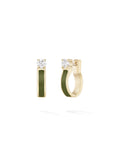 Honey Hoop Small in Army Green Enamel and 18k Yellow Gold with White Diamonds — Melissa Kaye
