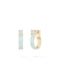 Honey Hoop Small in Pastel Blue Enamel and 18k Yellow Gold with White Diamonds — Melissa Kaye