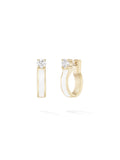 Honey Hoop Small in White Enamel and 18k Yellow Gold with White Diamonds — Melissa Kaye