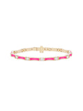 Honey Linked Bracelet in 18k Pink Gold with Neon Pink Enamel and White Diamonds — Melissa Kaye