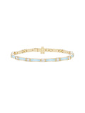 Honey Linked Bracelet in 18k Yellow Gold with Pastel Blue Enamel and White Diamonds — Melissa Kaye