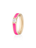 Honey Ring in Neon Pink Enamel and 18k Pink Gold with White Diamonds — Melissa Kaye