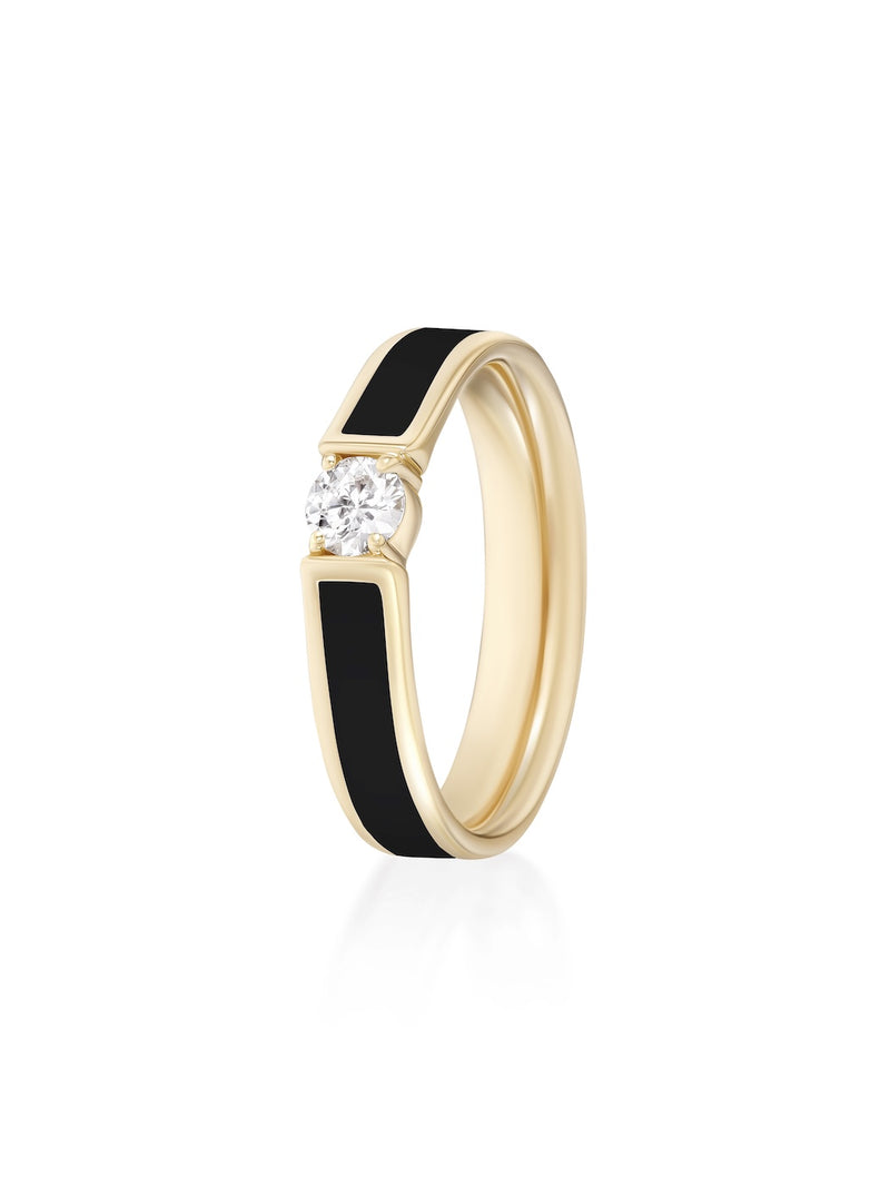 Honey Ring in Black Enamel and 18k Yellow Gold with White Diamonds — Melissa Kaye