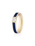 Honey Ring in Navy Enamel and 18k Yellow Gold with White Diamonds — Melissa Kaye