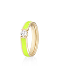 Honey Ring in Neon Yellow Enamel and 18k Yellow Gold with White Diamonds — Melissa Kaye