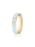 Honey Ring in Pastel Blue Enamel and 18k Yellow Gold with White Diamonds — Melissa Kaye