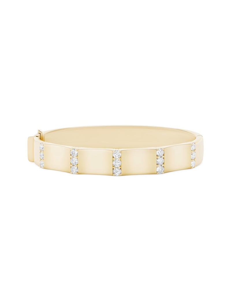 Honey Station Cuff Large in 18k Yellow Gold with White Diamonds — Melissa Kaye