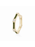 Honey Station Ring in Army Green Enamel and 18k Yellow Gold with White Diamonds — Melissa Kaye