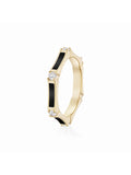  Honey Station Ring in Black Enamel and 18k Yellow Gold with White Diamonds — Melissa Kaye