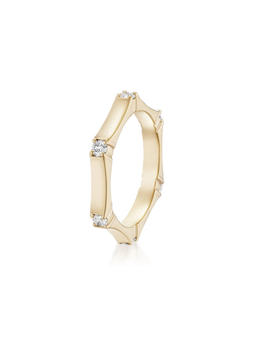 Honey Station Ring in 18k Yellow Gold with White Diamonds — Melissa Kaye