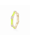 Honey Station Ring in Neon Yellow Enamel and 18k Yellow Gold with White Diamonds — Melissa Kaye