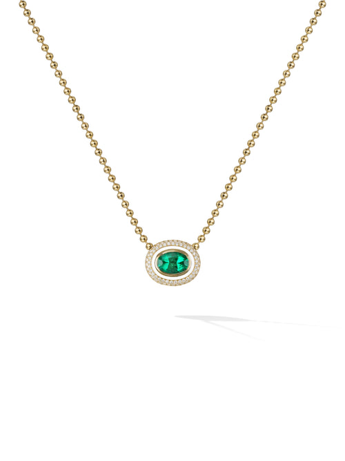 Lenox OOAK Pendant in 18k Yellow Gold with Emerald, Pave White Diamonds and Enamel — Melissa Kaye