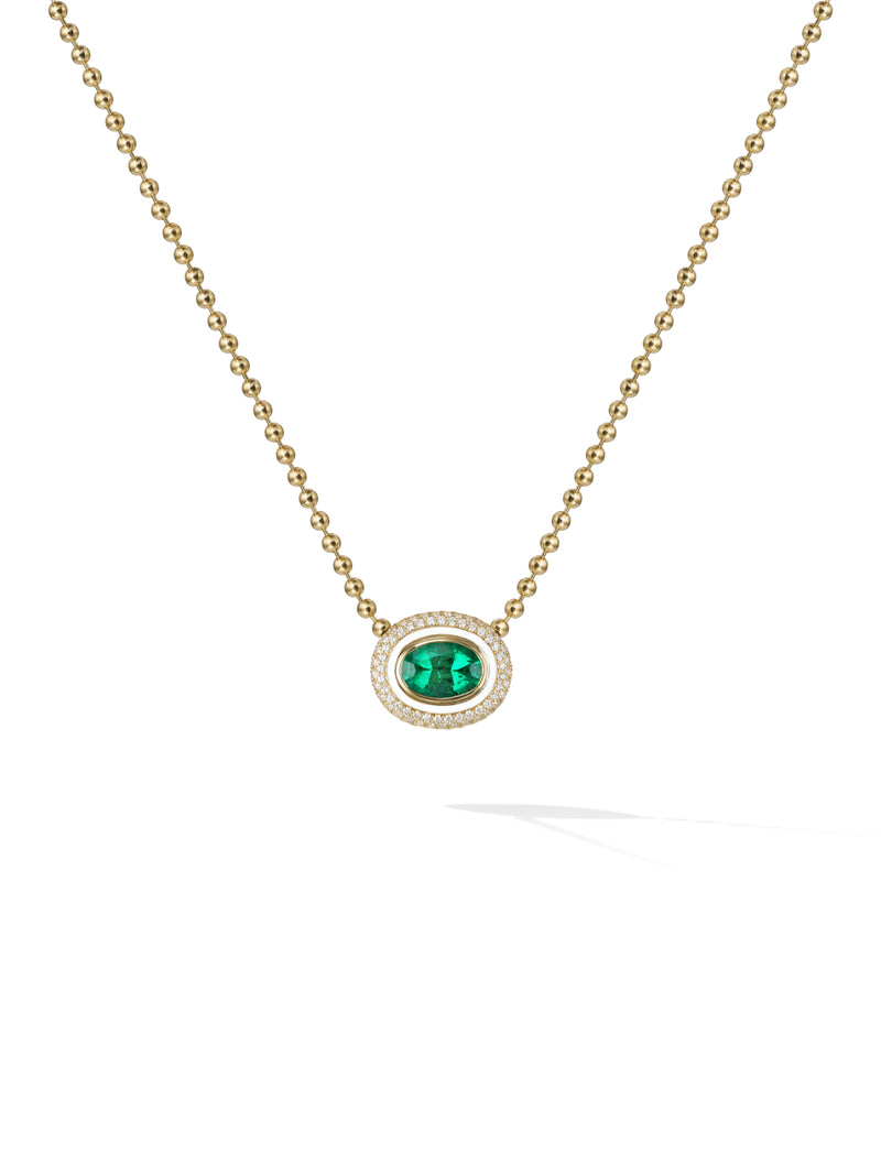 Lenox OOAK Pendant in 18k Yellow Gold with Emerald, Pave White Diamonds and Enamel — Melissa Kaye